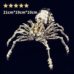 A slightly angled top-down view of the 510-piece Cyberpunk Spider King Plus model, showing its 5-star expert difficulty and size (21x19x10cm)
