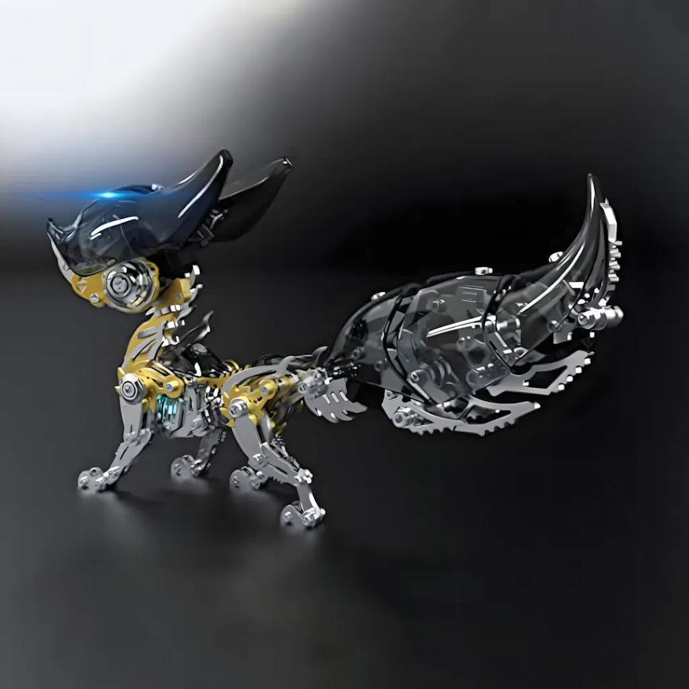 The Mechanical Fox model featuring a translucent black shell and visible gold and silver inner gearwork