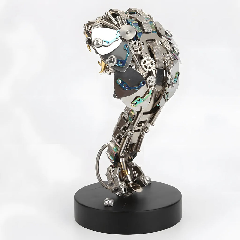 The Mechanical Cobra Head Kit, a steampunk 3D metal puzzle, shown from the side against a clean white background.