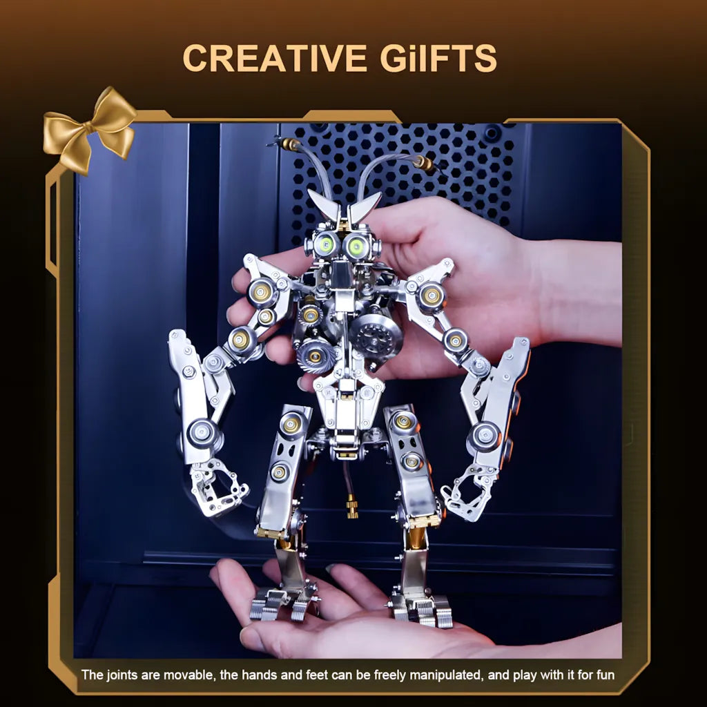 The finished Monkey King model held in a human's hands, providing a clear size comparison and emphasizing its articulation.