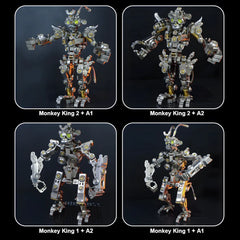 A multi-panel display of the Mechanical Monkey King in different poses, showcasing the model's flexibility and potential variations
