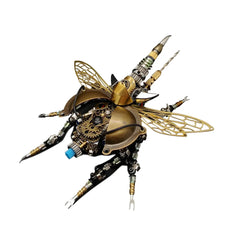 The 'Clockwork Scarab' 3D metal puzzle with golden filigree wings, shown against a clean white background
