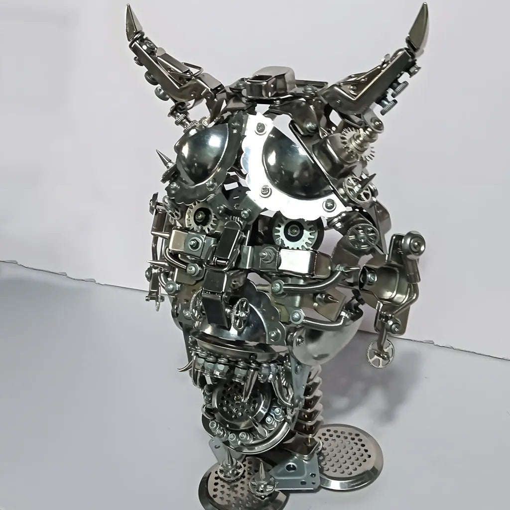 A studio shot highlighting the high-quality stainless steel and alloy materials used in the metal Minotaur model