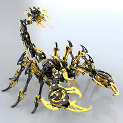 Side profile view of the scorpion figurine in black and gold, highlighting the contrast between the colors and the articulated legs